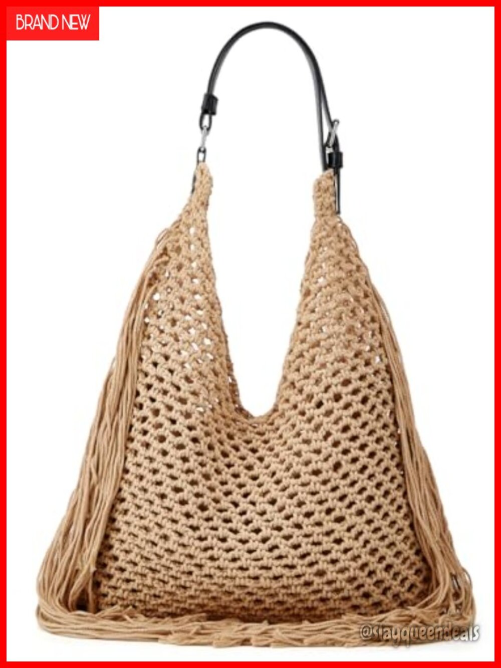 Summer Crochet Shoulder Bags for Women Fringe Hollow Woven Hobo Tote Handbag